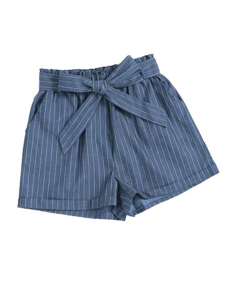 

striped print paperbag waist belted shorts s4gk#, White;black