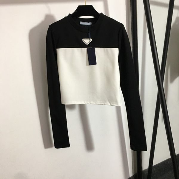 

women luxury patchwork t shirts retro triangle badge pattern t-shirt brand p 2 colors soft touch tees girls tshirt hdp1, White