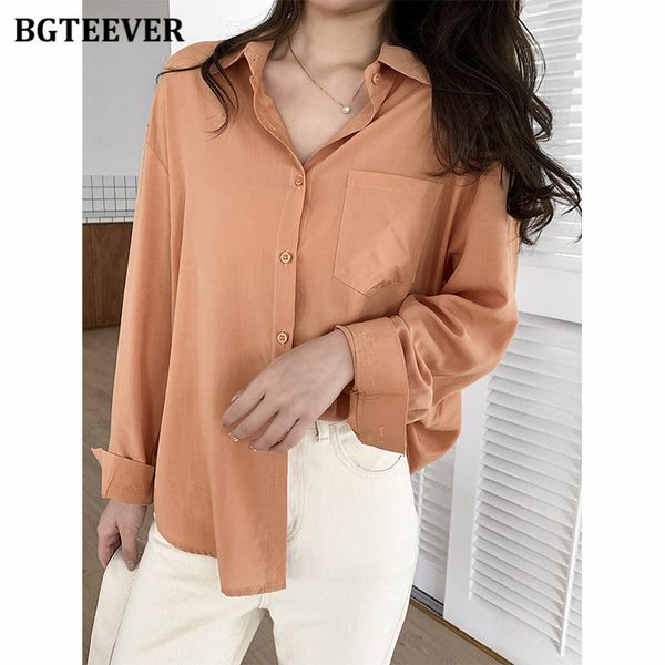 

casual turn-down collar pockets women shirts 2021 summer long sleeve single-breasted loose female blouses ladies blusas, White