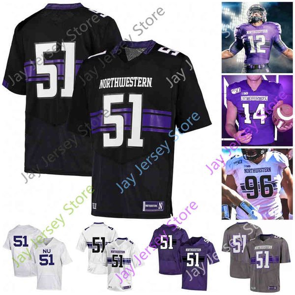 

northwestern wildcats football jersey ncaa college aidan smith hunter johnson riley lees joe gaziano alex miller mcgowan jefferson skowronek, Black