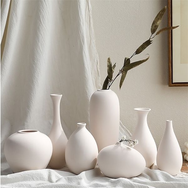 Beyaz vazolar oturma odası dekorasyon ev dekor odası dekor çömlek ve porselen vazolar yapay çiçekler dekoratif figürler 220809