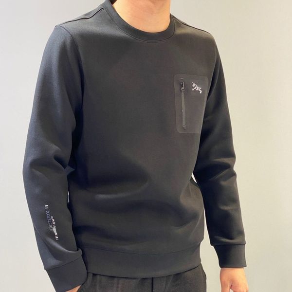 

2022 spring and autumn men's new ac outdoor crewneck sweater knitted air double cotton fashion sports long sleeve, Black