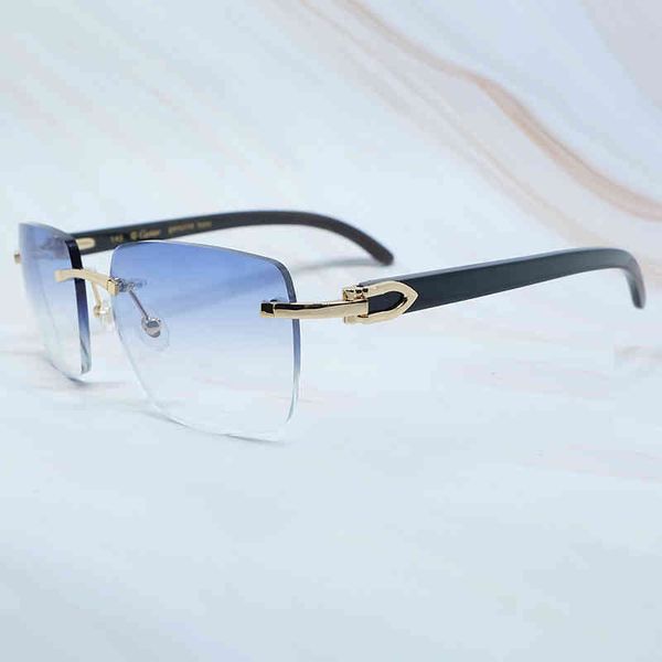 

2022 factory wholesale model rimless men womens sun glasses shades wooden buffalo big square sunglass buffs gafas sol enzm sunglasses, White;black