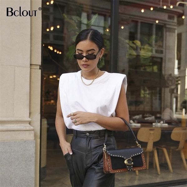 

bclout spring summer sleeveless loose women fashion o neck tank sport vest s female casual basic shirt camis 220325, White