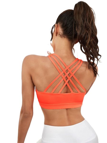 

high support strappy back sports bra m57s#, Gray