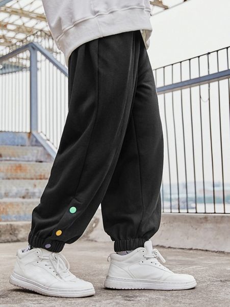 

men drawstring waist button sweatpants z0zl#, Black