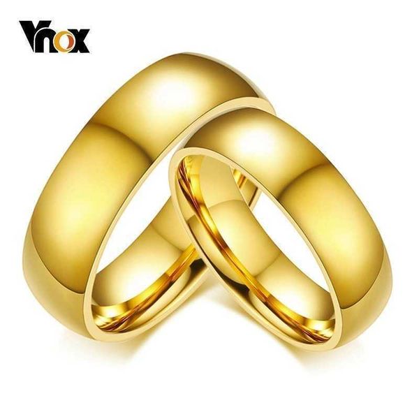 

vnox stainless steel wedding ring for men and women, 6mm, gold, single, birthday present, Golden;silver