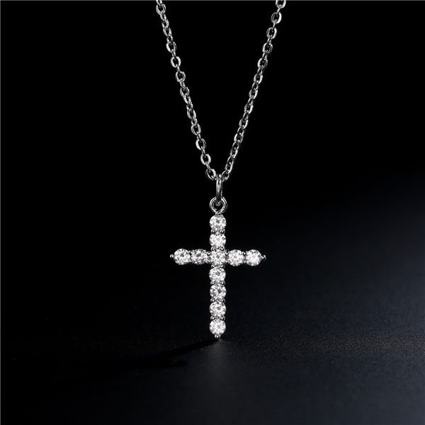 

america europe popular cz cross pendant necklace gold silver plated jewelry
