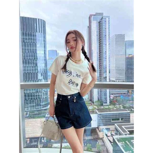 

22ss new letter soft thin treny fashion latest clothes ladies dresses men's t-shirt factory outlet, White