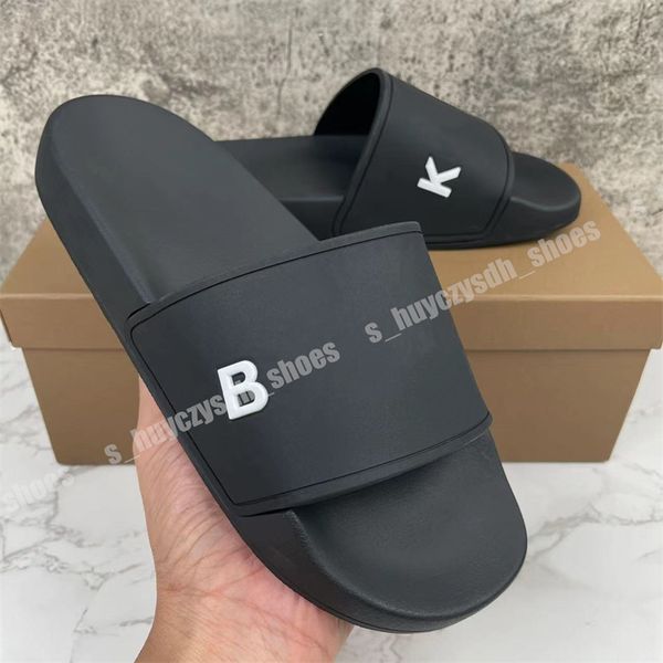 

2022 mens womens slippers three-dimensional font shoes slide summer fashion wide flat sandals flip flop, Black