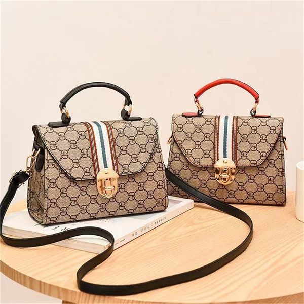 

autumn new fashion retro color contrast screen red printing single messenger women design purses online