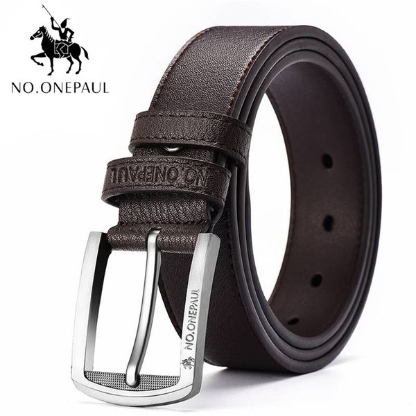 

no.onepaul fashionable genuine leather mens belts pin buckle branded for men genuine leather belt pants ceinture homme 220402, Black;brown