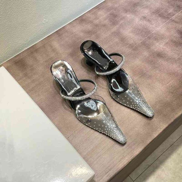 

slippers pvc women's summer shoes elegant pointed slippers high heels modern bota women series special offers, Black