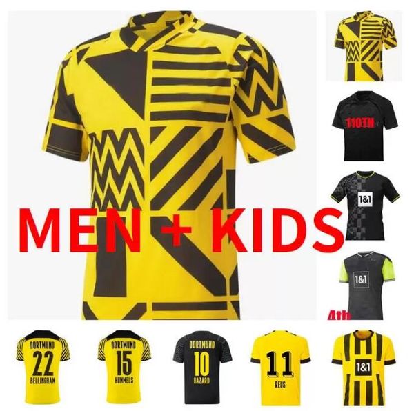 

haaland soccer jersey 22 23 football shirts reus dortmund neongelb bellingham hummels brandt reyna men kids kit 110th special edition 2022 2, Black;yellow