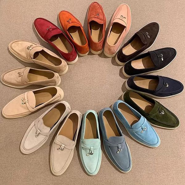 

lp flat designers shoes soft bottom loro casual shoe women men loafers summer loafer shoes walk autumn leather high-end metal buckle