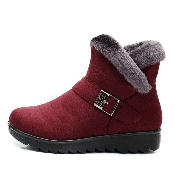 

women ankle new fashion flock wedge platform winter warm red black snow boots shoes for female plus size 40 41 y200115