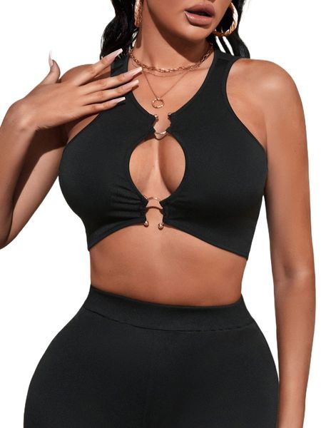 

o-ring cut out front crop tank 38fd#, White