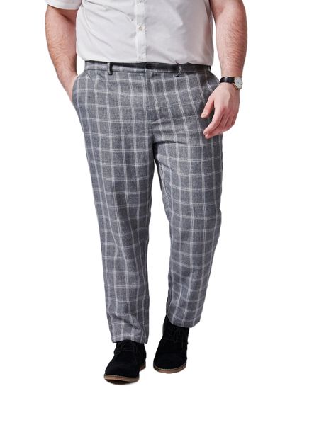 

extended sizes men plaid slant pocket pants 153m#, Black