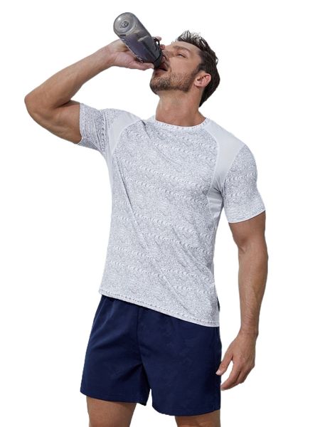 

men graphic print raglan sleeve sports tee k22v#, White;black