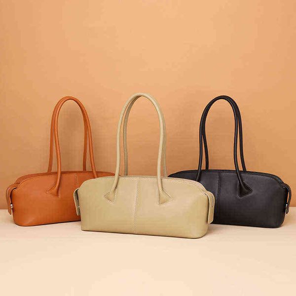 

leather women's handbag portable large french stick bags single shoulder bag armpit bag 220617