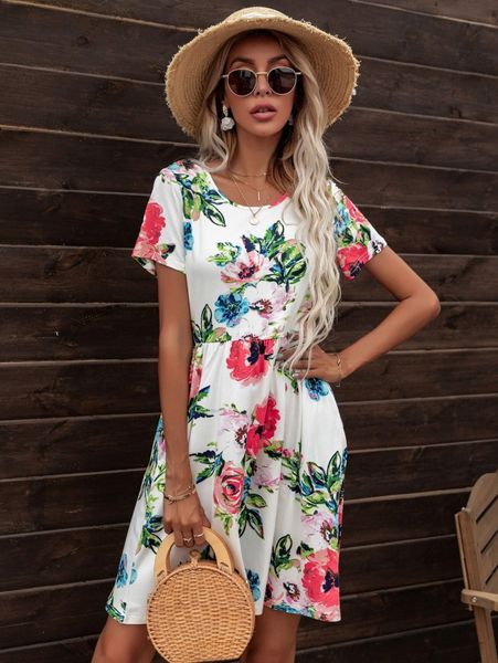 

dearcase floral print a-line dress o2kq#, Black;gray