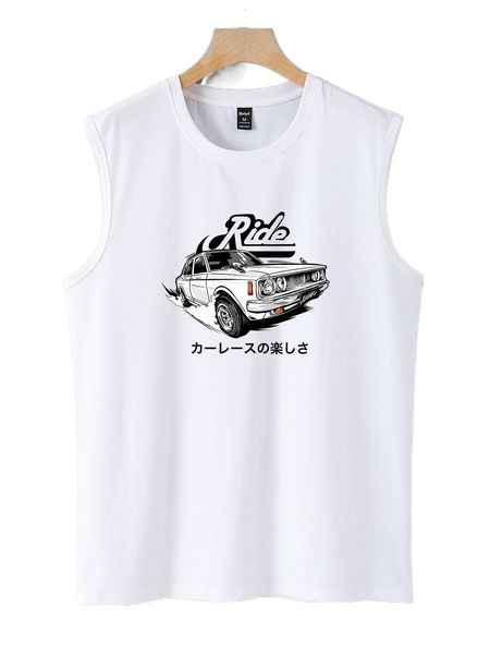

romwe guys letter car graphic tank n93k#, White;black