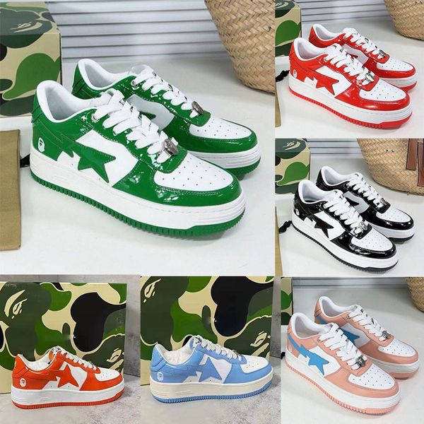 

luxury high-quality casual sports shoes for men and women bapesta fashion sk8 sta camouflage black and white green red orange camouflage spo