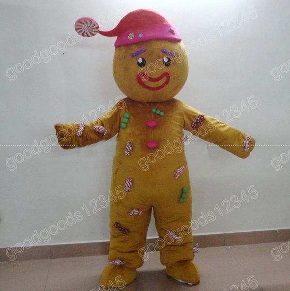 Performance Gingerbread man Mascot Costumes Halloween Fancy Party Dress Personaggio dei cartoni animati Carnevale Natale Pubblicità Festa di compleanno Costume Outfit