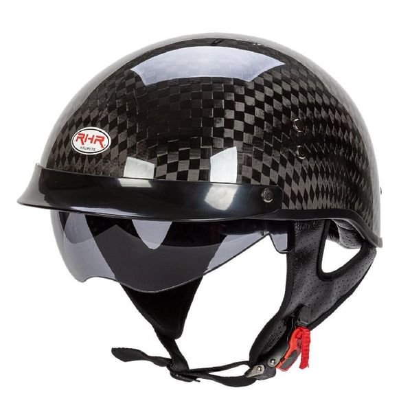 Caschi da moto Casco in pura fibra di carbonio fatto a mano per uso sportivo in moto Mezza faccia approvata DOT