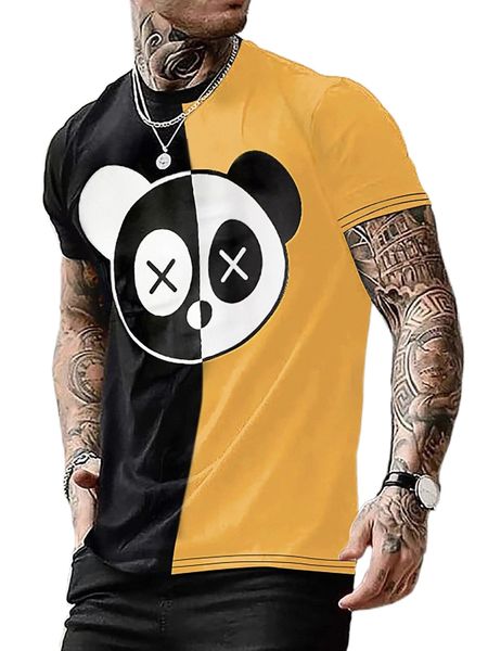 

men cartoon graphic colorblock tee e05d#, White;black