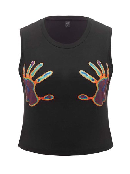 

plus hands print tank w1c8#, Black