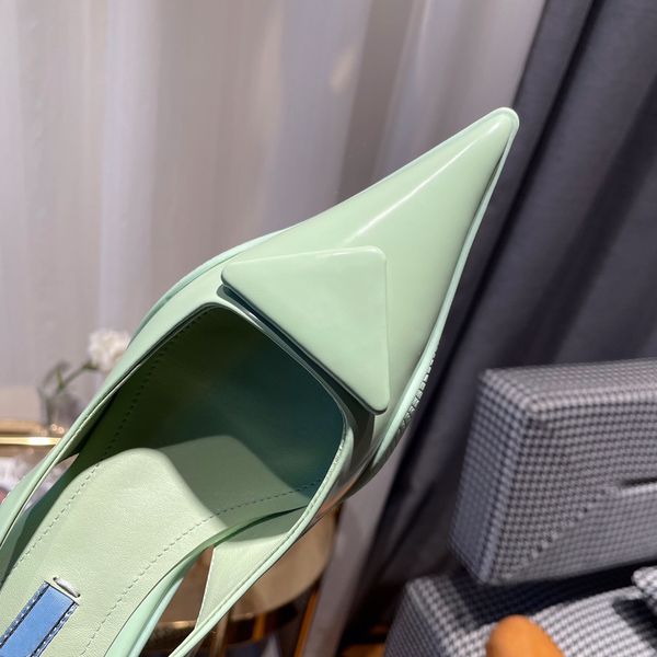 

2022 new sandal women's shoes fashion pointed high heels female brand design joker fairy mint green, Black