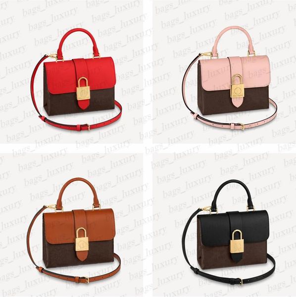 

designer genuine leather totes classic lock clamshell-style handbag women postman bag portable wallet purse