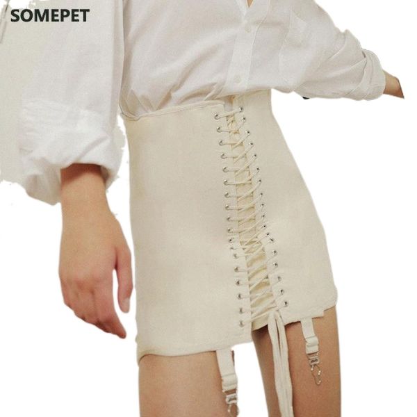 

skirts womens spring bandage short cross lace up split bodycon high waist cool mini pencil summer beach party p2uk#, Black