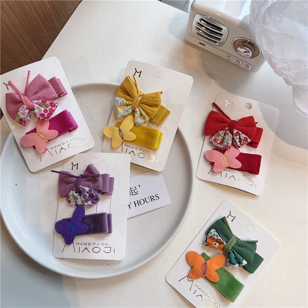 

korean version children's bow hairpin set solid color small flower splicing edge clip does not hurt hair, lovely girl princess hair orn, Slivery;white