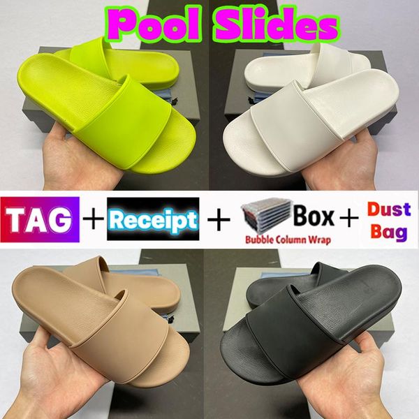 

fashion pool slippers grey black white writing designer mens women slide fluo green pink blue lime beige flat slides beach indoor outdoor sa
