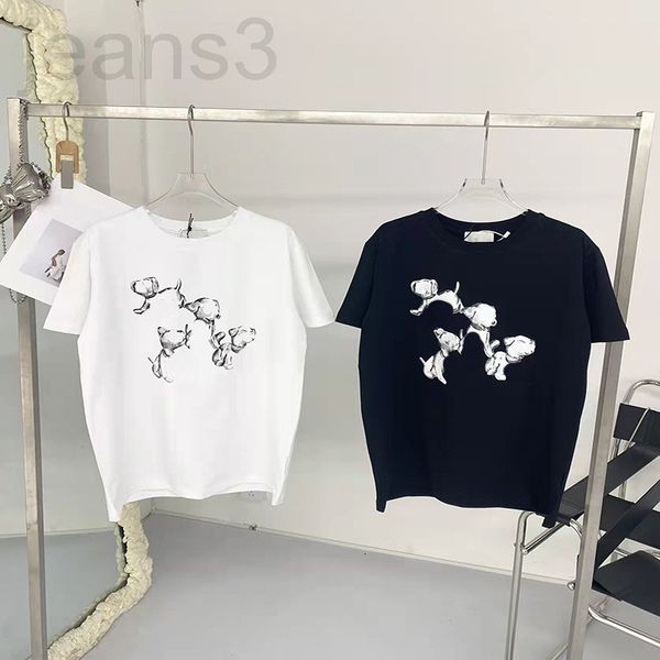 

women's t-shirt designer arc de triomphe ce2022 summer new print dog round neck t-shirt women's aging leisure short sleeve ir8k, White