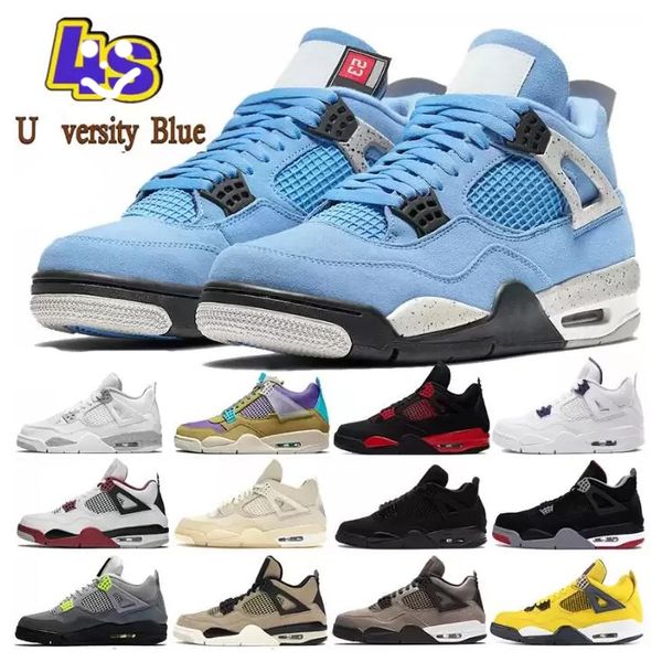 

2022 royal university blue mens basketball shoes 4 4s sail obsidian unc silver toe black cat bred pure money starfish fire red men sports wo