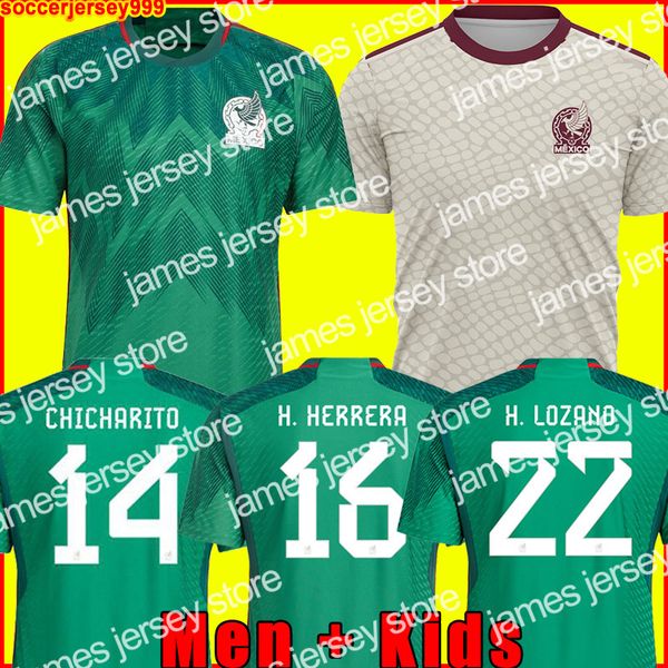 

2022 mexico soccer jersey 2022 world cup fans player version chicharito a. guardado h. lozano herrera g dos santos 22 23 football shirt men, Black;yellow