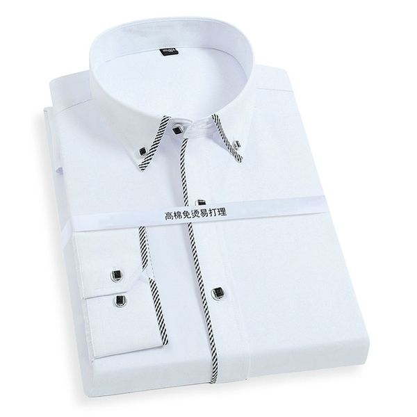 Luxus Herren Hemd Weiß Langarm Formal Western Fashion Business Hochwertige Arbeit Sozial Smart Casual Für Mann 220330