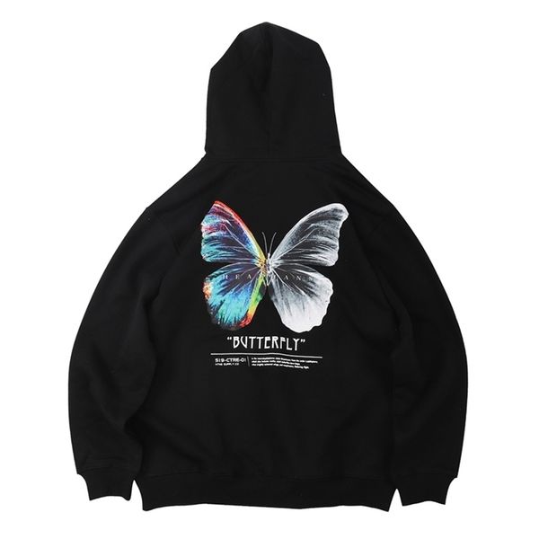 

harajuku butterfly hoodie swatshirt men color butterfly hip hop streetwear hoodie fleece winter autumn hoodie black 201130