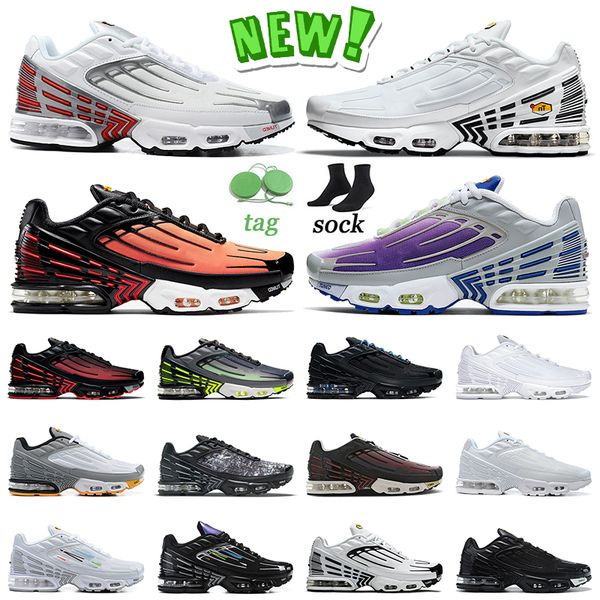 

new tn plus 3 running shoes mens trainers tuned iii multi white silver tiger purple grey neon radiant red triple black obsidian women sneake