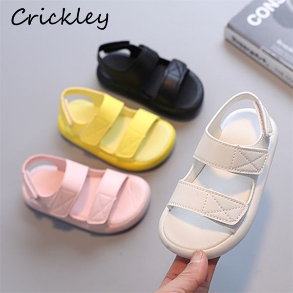 

fashion childrens sandals simplicity pinkycolor beach for boy girls summer pu leather soft sole breathable kids shoes 220607, Black;red