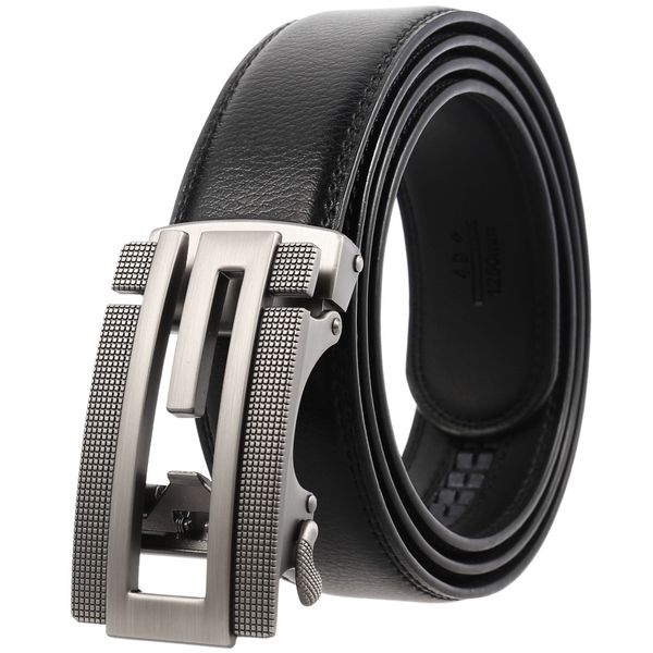 

men's leather automatic buckle belt trouser male young boss business fashion versatile upscale brand gift, Black;brown