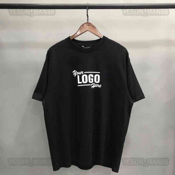 

designer luxury spring summer balencaigas classic chest logo printed t shirt mens and womens couple loose short sleeve tee, White;black