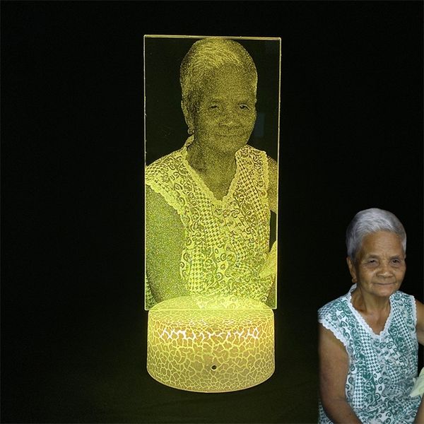 Personalização LED Nightlight 3D Picture Retrato Decoração de quarto personalizado Lâmpada de mesa de cabeceira 220623