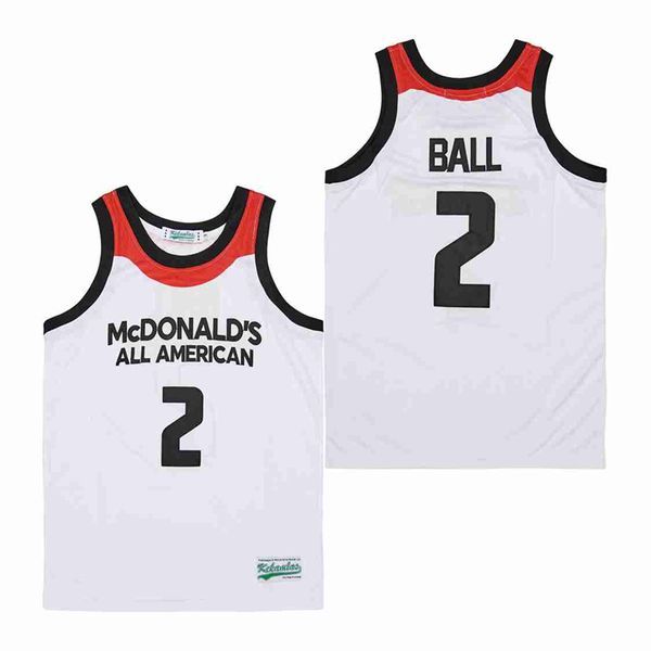 

movie basketball jerseys lonzo ball #2 mcdonalds jersey mens size s-xxl, Black;red