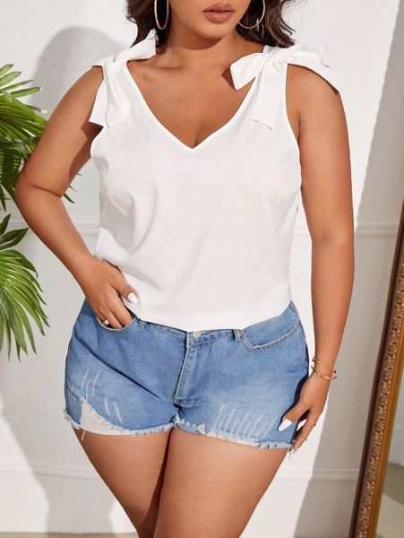 

plus knot shoulder solid tank r4lv#, Black