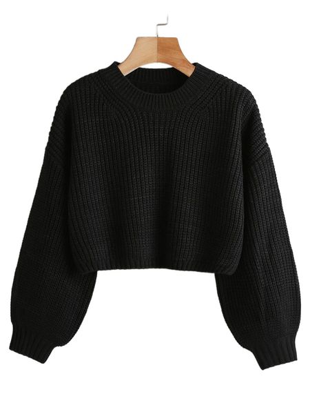 

ribbed knit bishop sleeve sweater k66i#, White;black