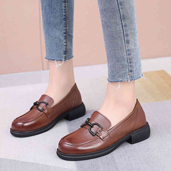 

dress shoes spring and autumn single shoes women's flat bottomed british style casual leather soft large one foot pedal 9ctt, Black